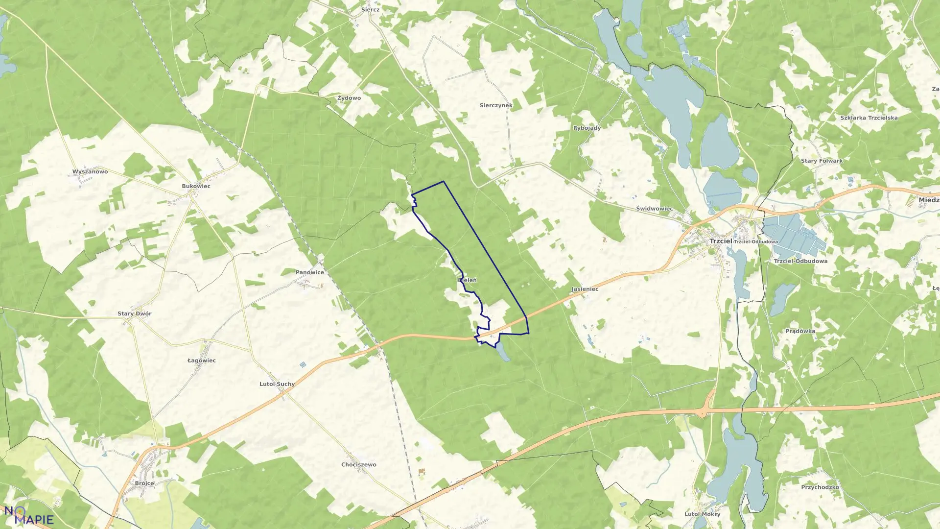 Mapa obrębu BIELEŃ w gminie Trzciel