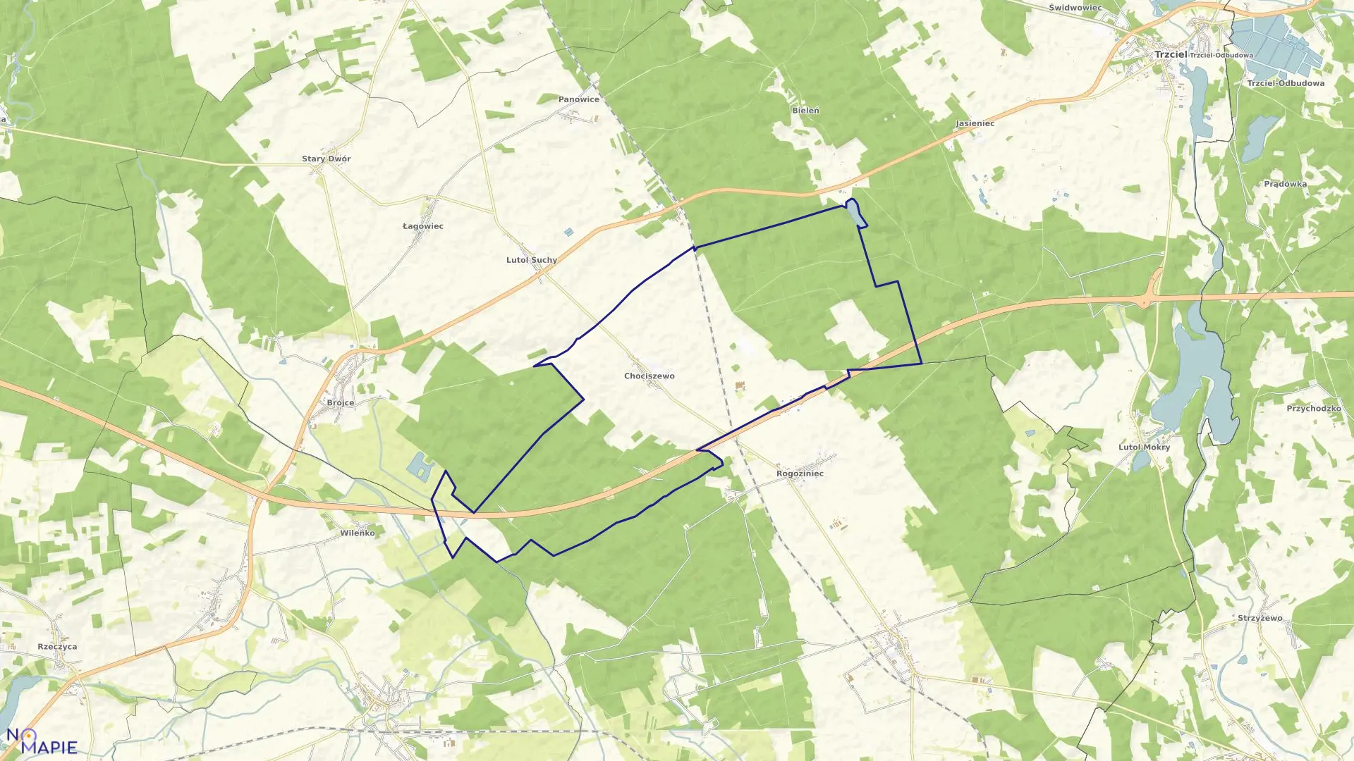 Mapa obrębu CHOCISZEWO w gminie Trzciel