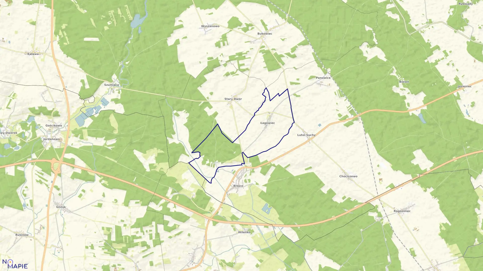 Mapa obrębu ŁAGOWIEC w gminie Trzciel