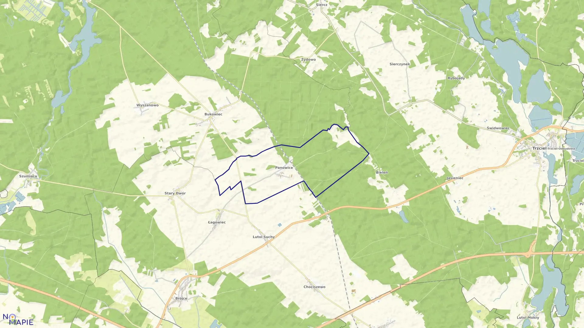 Mapa obrębu PANOWICE w gminie Trzciel