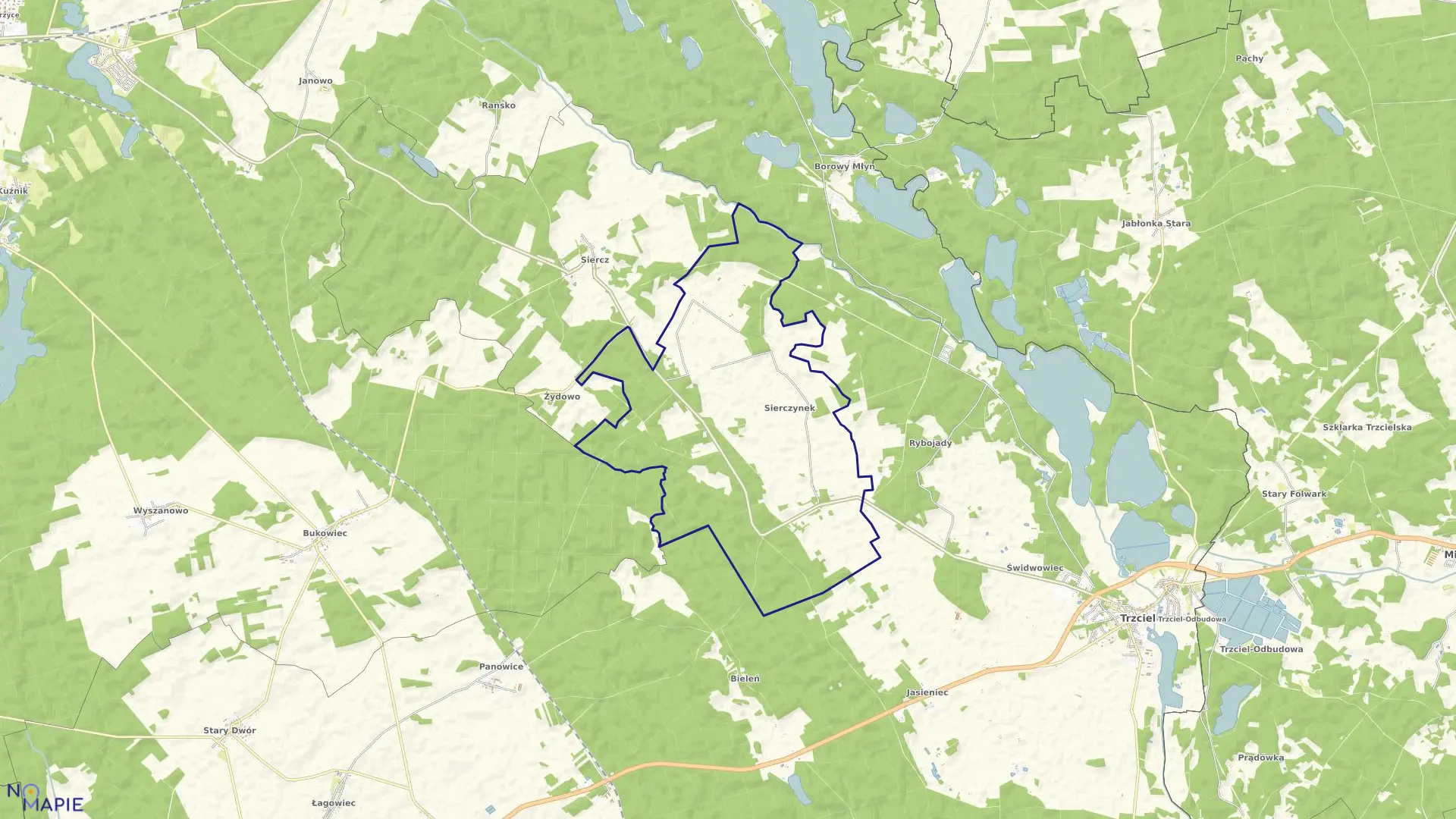 Mapa obrębu SIERCZYNEK w gminie Trzciel